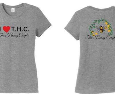 Women's V-Neck The Honey Couple Tee~ I Heart T.H.C. T-Shirt