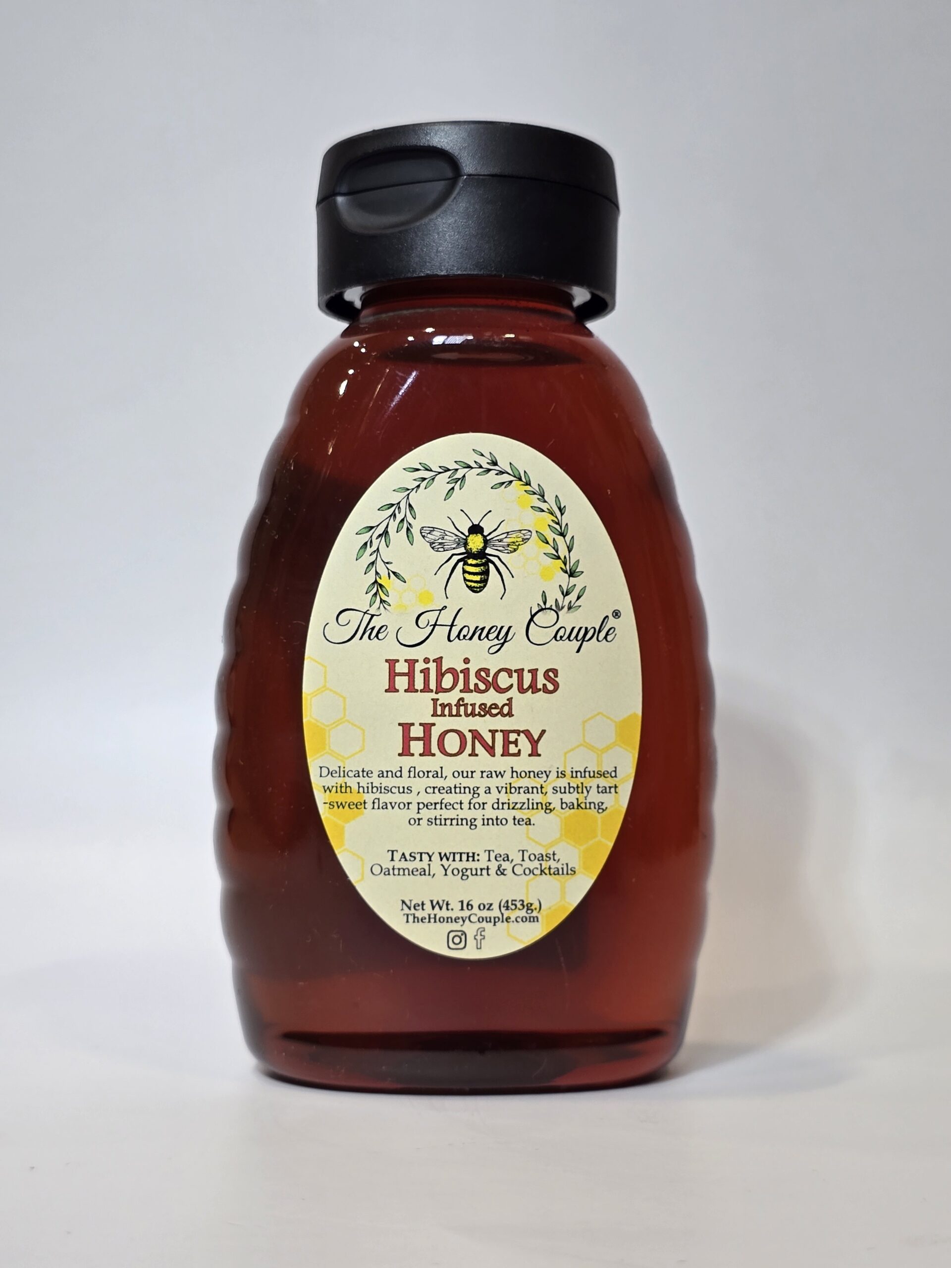 Hibiscus Infused Honey - Raw Honey with Natural Hibiscus Flowers